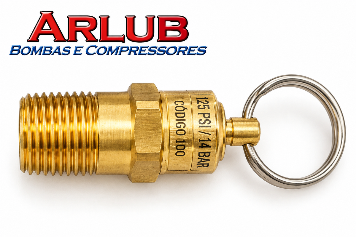 Válvula de segurança BP 125 PSI de rosca 1/4" para compressores de ar (A156)