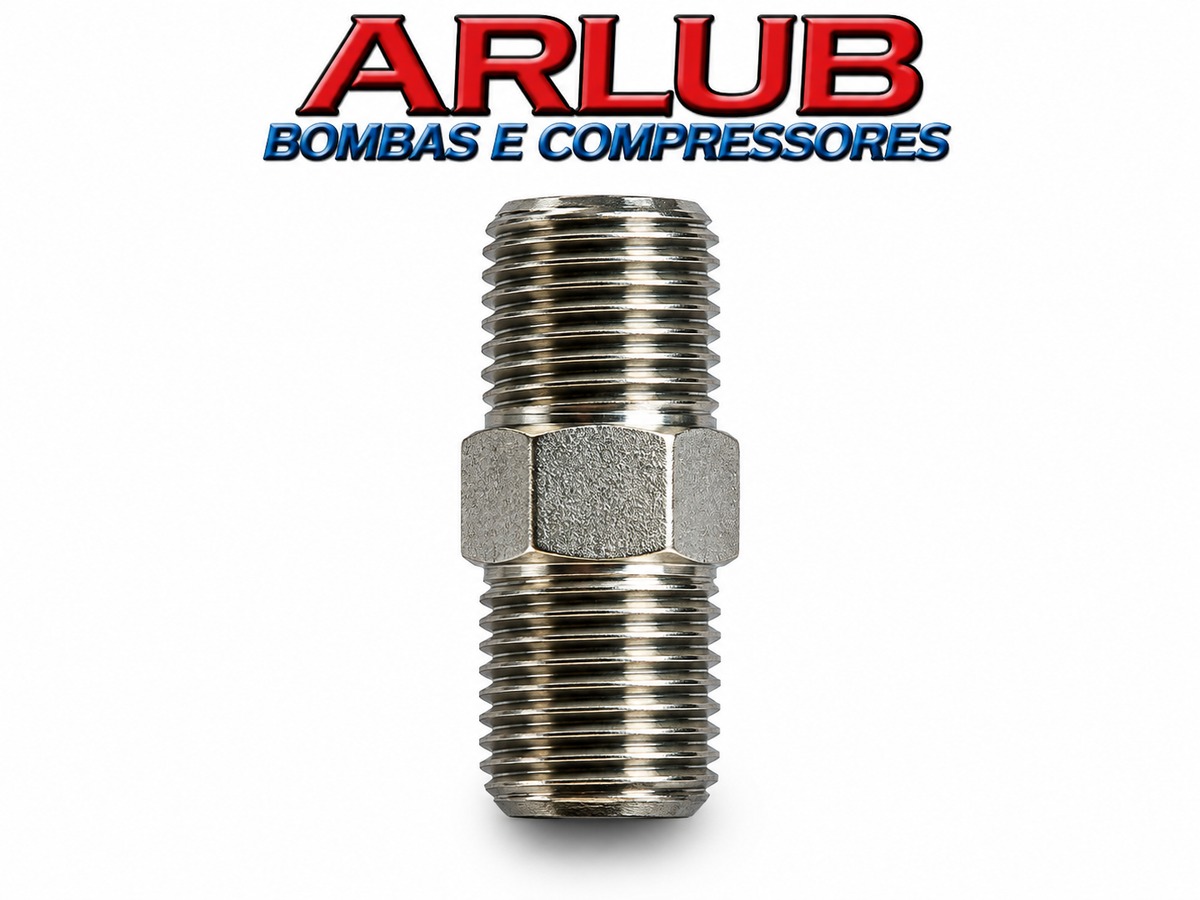 Niple rosca macho 1/4" x 1/4" para conexões gerais (A115)