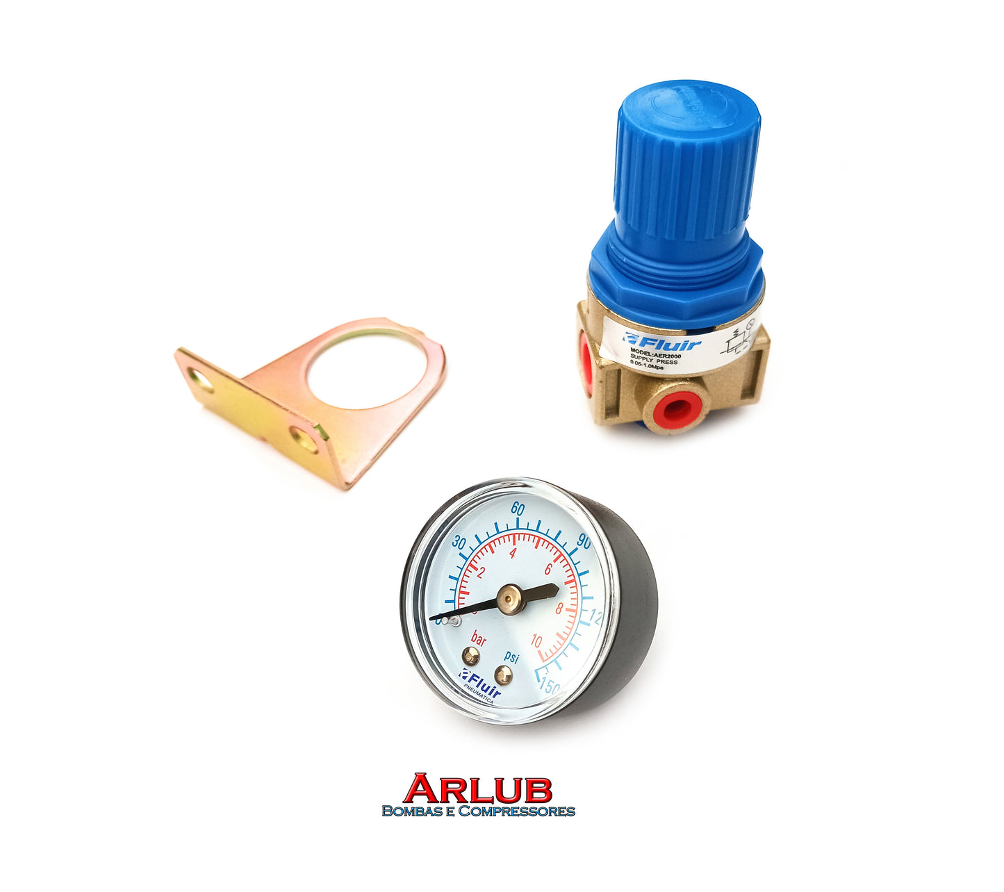 Válvula reguladora de pressão Fluir com rosca 1/4" para equipamentos pneumáticos (1087)