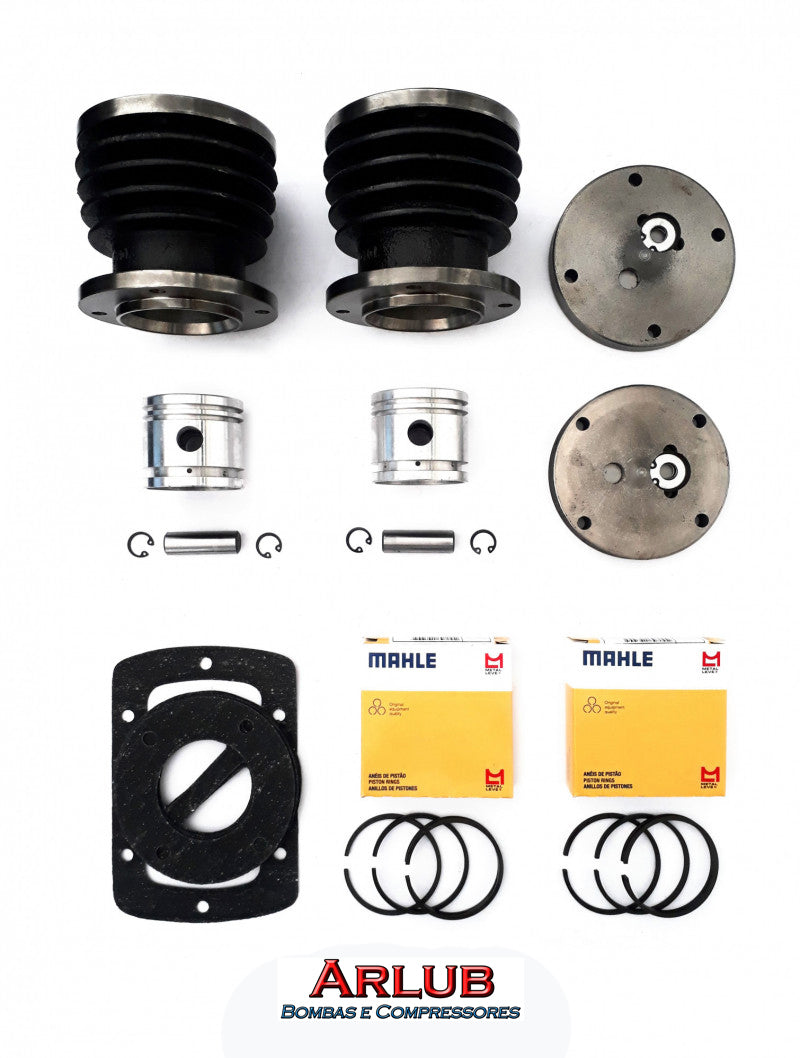 Kit pistão + anéis + cilindros para compressores Douat CD140 02 pistões (K002)