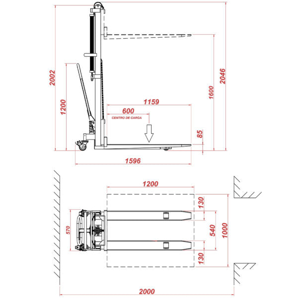 Empilhadeira hidráulica manual 500kg Marcon 4412 (P016)