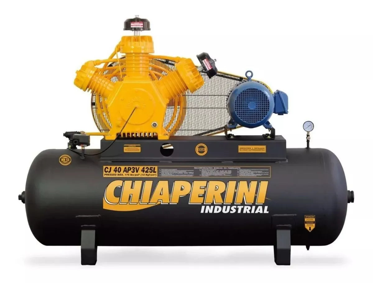 Compressor de ar elétrico Chiaperini CJ 40 Ap3v 425L trifásica 10hp 220v/380v 60hz preto-fosco (P025)