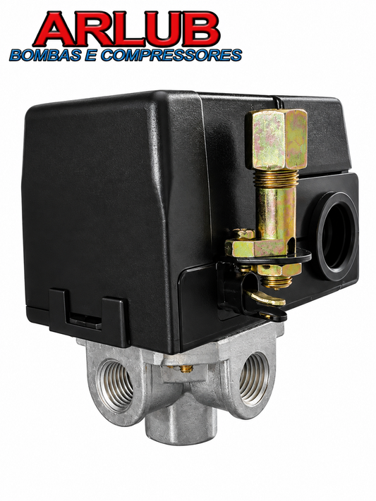 Pressostato para compressores de ar 80-125 Psi de 04 vias - Chiaperini (1030)