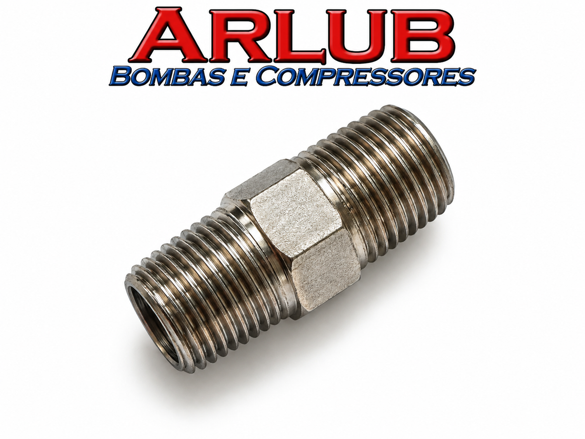 Niple rosca macho 1/4" x 1/4" para conexões gerais (A115)