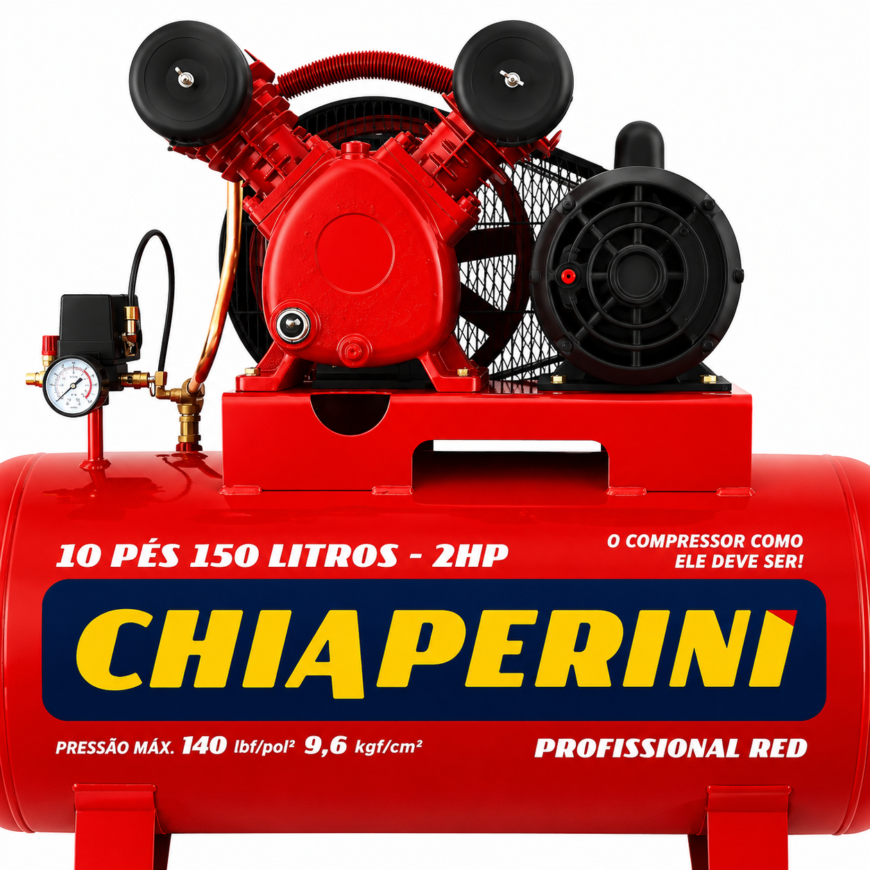 Compressor de ar Chiaperini Red 10 pés de 150l - motor 2HP / 140 Psi monofásico (P010)
