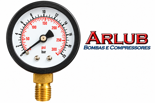 Manômetro de ar vertical 300 Psi rosca de 1/4" para compressores de ar (A140)