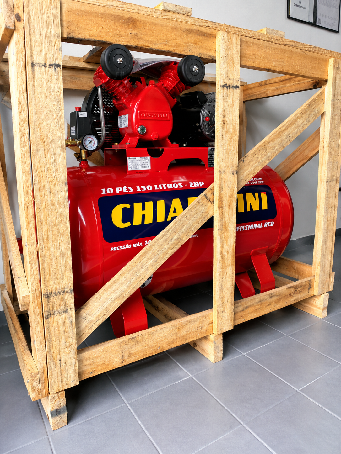 Compressor de ar Chiaperini Red 10 pés de 150l - motor 2HP / 140 Psi monofásico (P010)