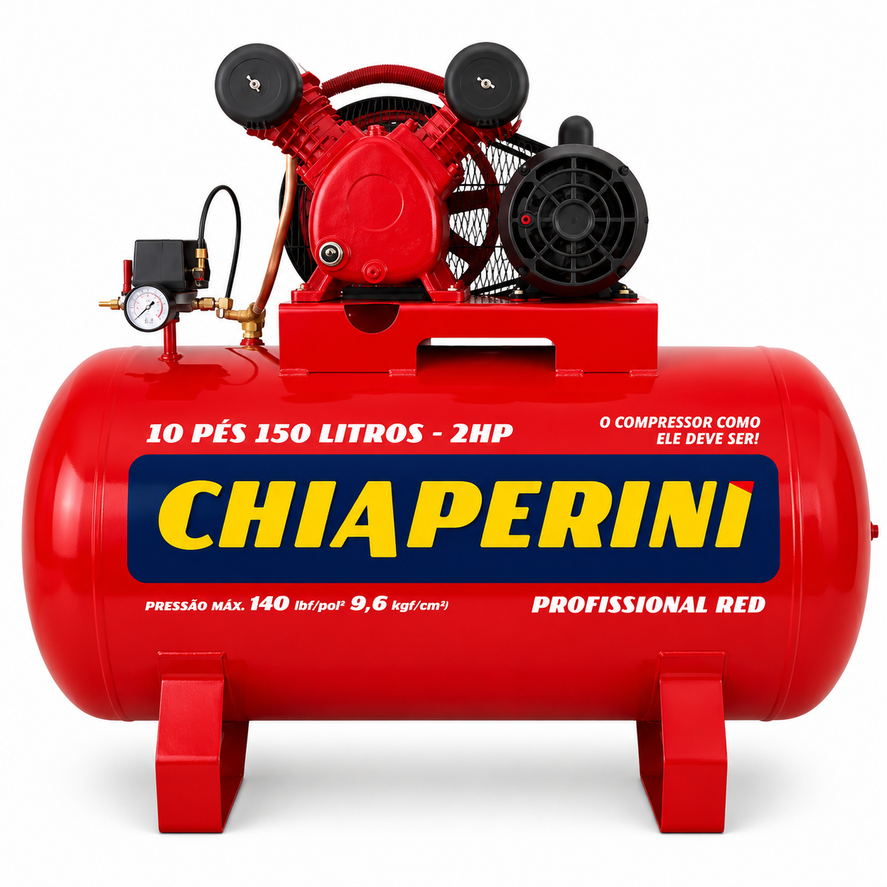 Compressor de ar Chiaperini Red 10 pés de 150l - motor 2HP / 140 Psi monofásico (P010)