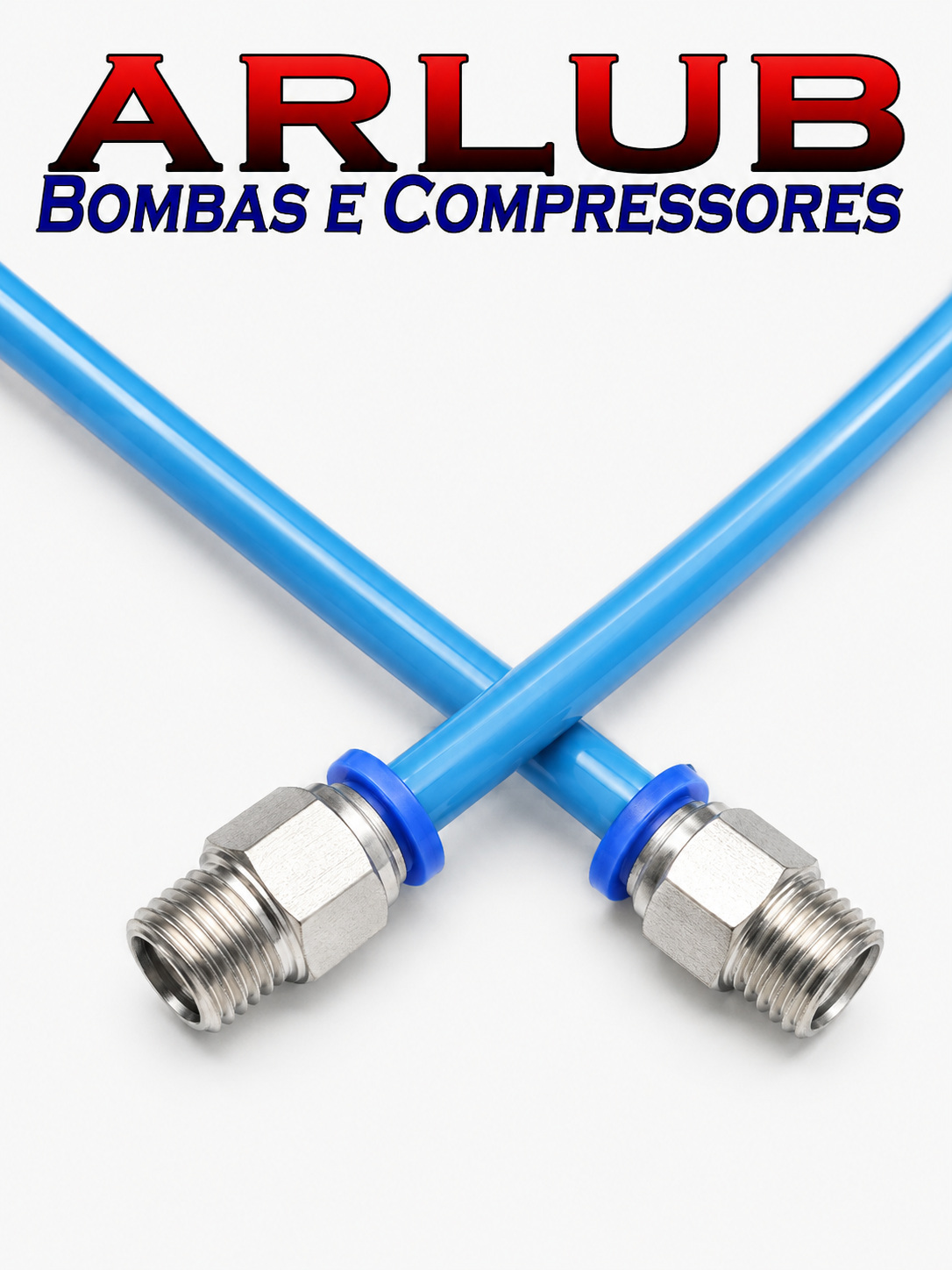 Mangueira espiral pu azul 8mm x 7m - com conexões de 1/4" macho nas pontas (1011)