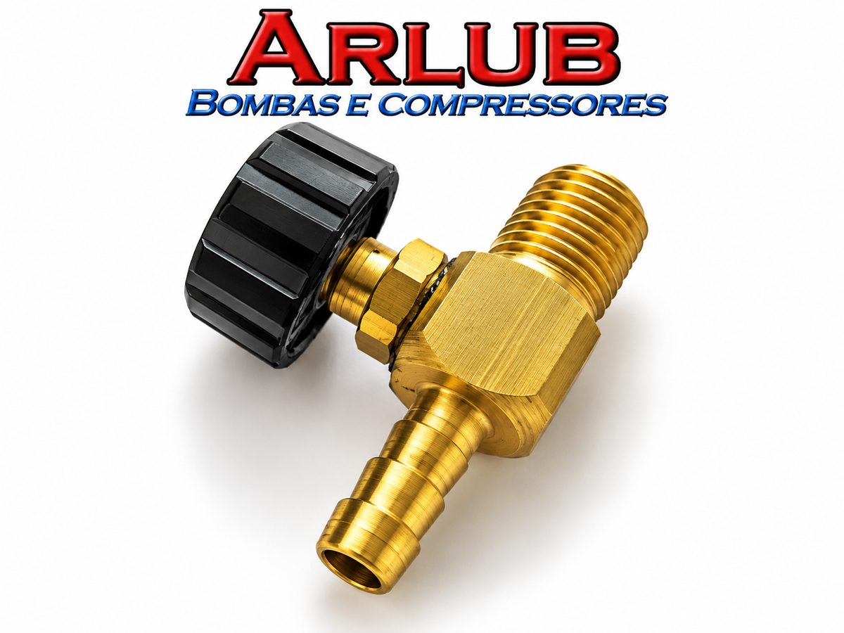 Registro de agulha de rosca macho 1/4" npt x espigão mangueira 1/4" (A129)