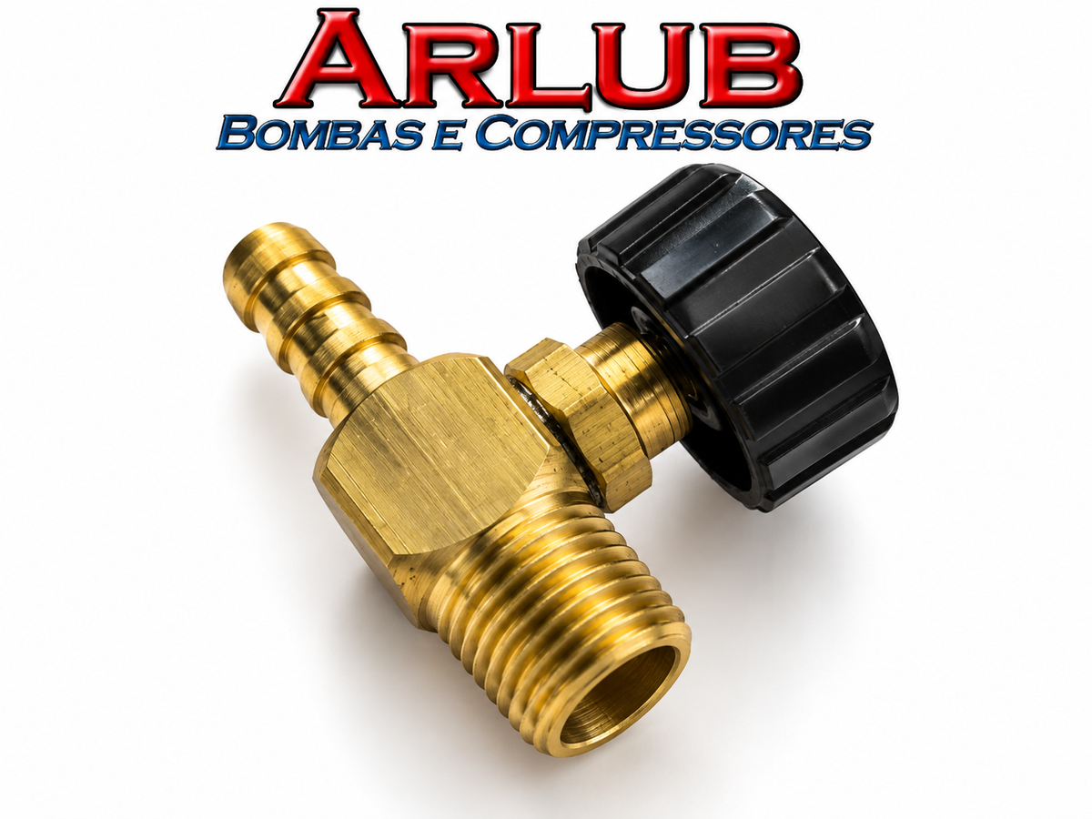 Registro de agulha de rosca macho 1/4" npt x espigão mangueira 1/4" (A129)