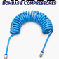 Mangueira espiral pu azul 8mm x 10m - com conexões de 1/4" macho nas pontas (1012)