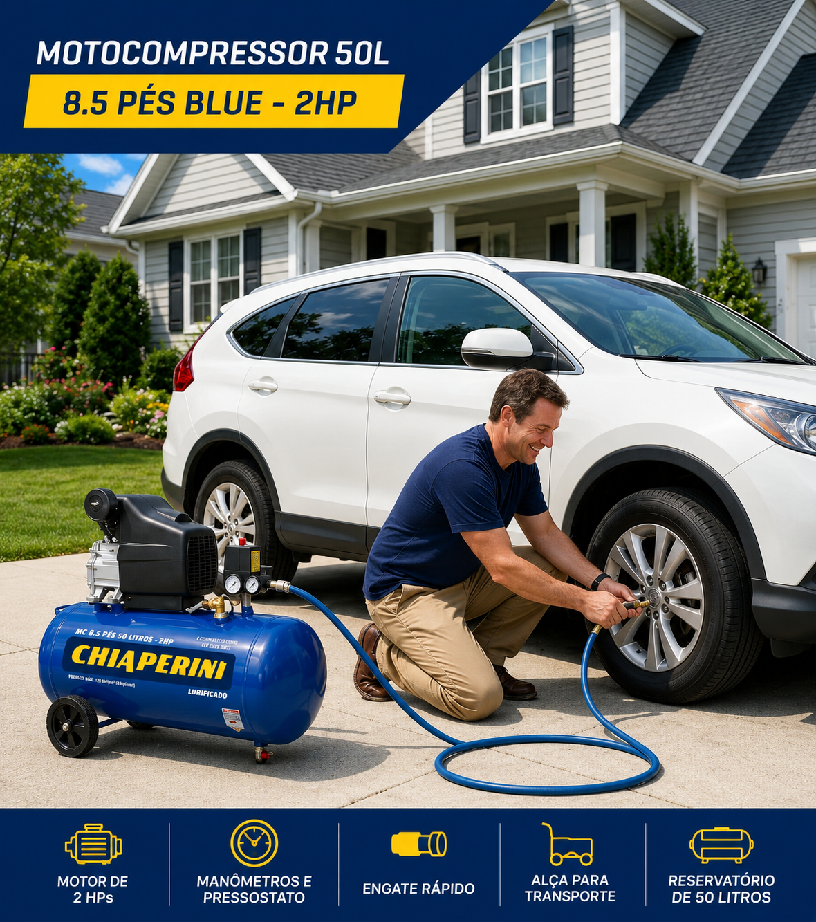 Motocompressor 8.5 Pés 50 Litros 2hp - 220v - Chiaperini (P011)