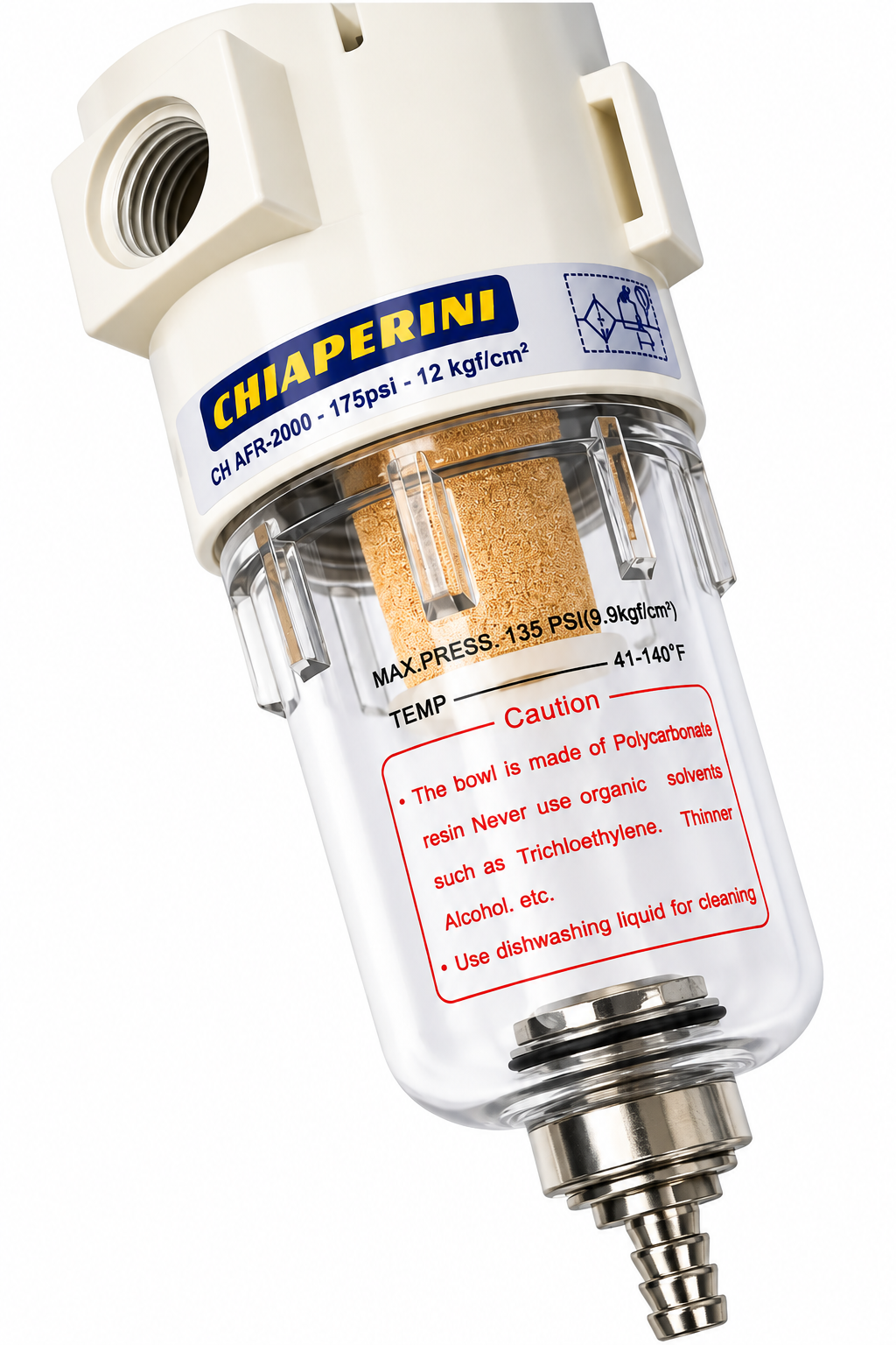 Filtro com regulador de ar 1/4 CH AFR-2000 Chiaperini (1019)