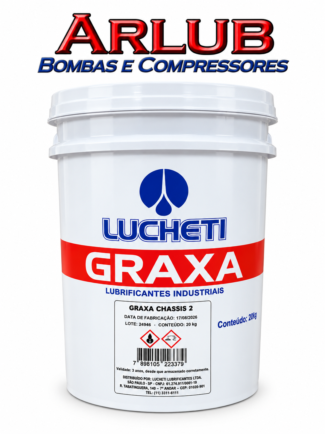 Graxa para chassis 2 Lucheti balde 20kg - uso geral (P008)