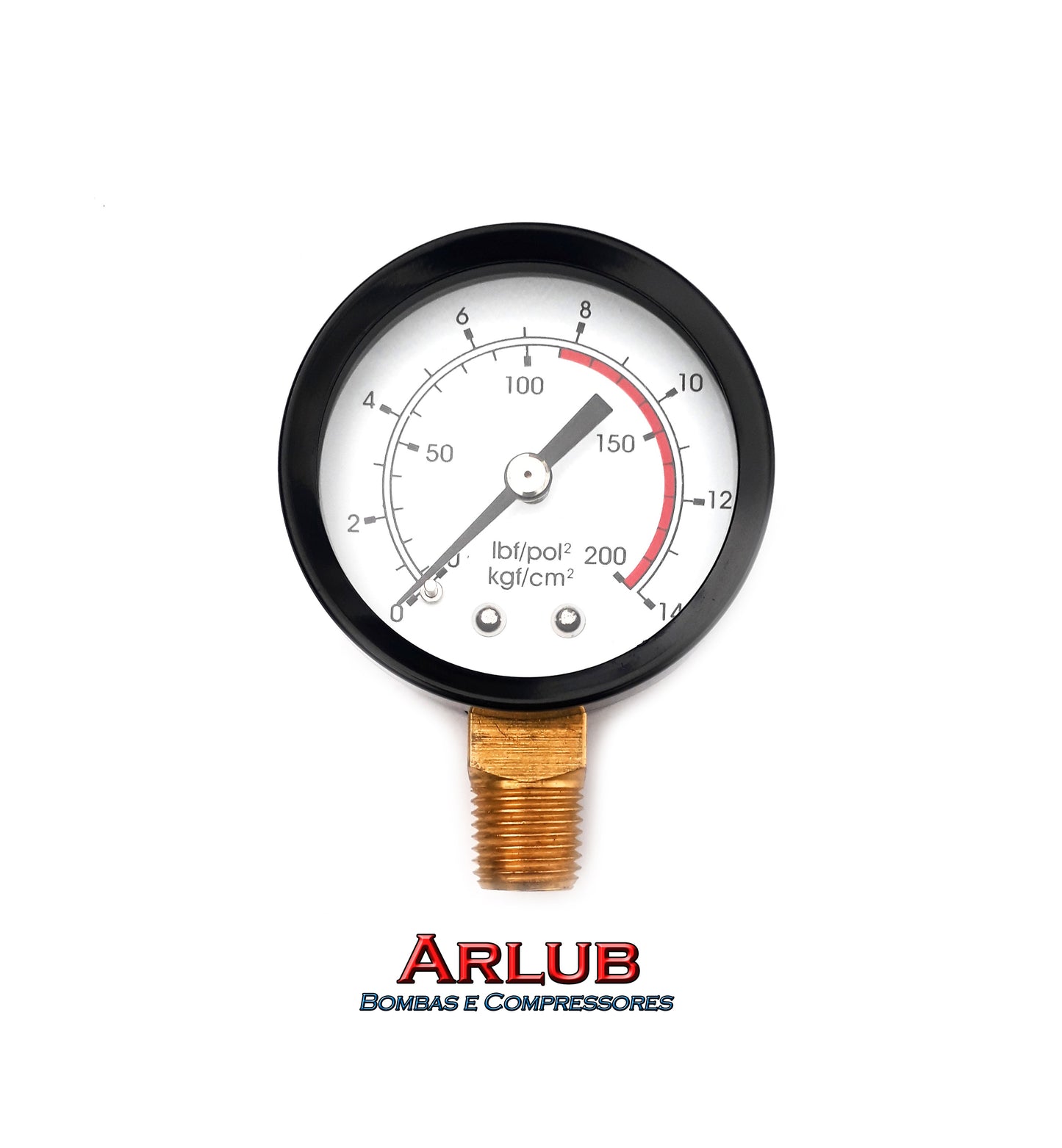 Manômetro de ar vertical rosca 1/4" de 200 psi para compressores de ar (1047)