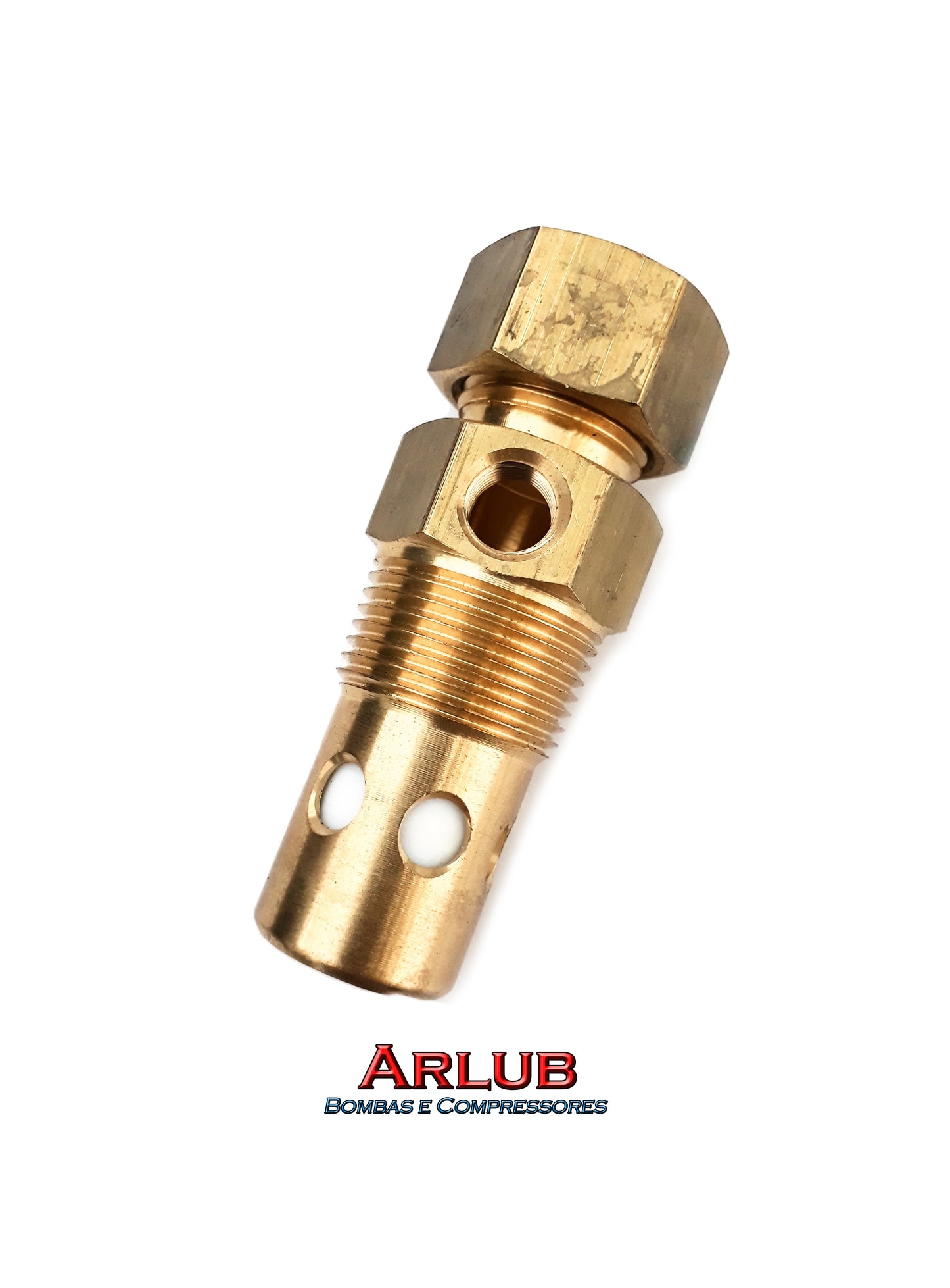 Válvula de retenção rosca 3/4" x tubo 5/8" com furo lateral para compressores de ar (A449)