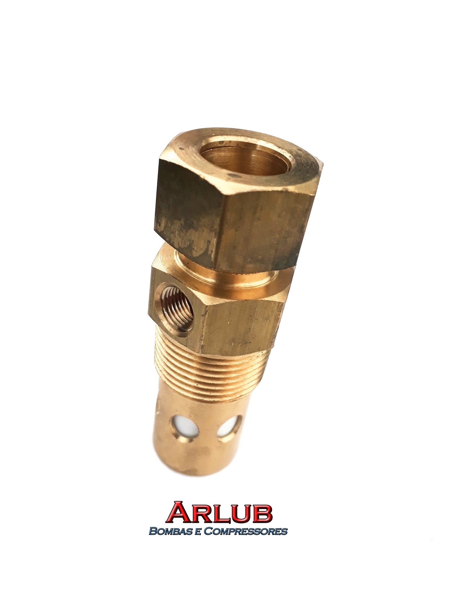 Válvula de retenção rosca 3/4" x tubo 5/8" com furo lateral para compressores de ar (A449)