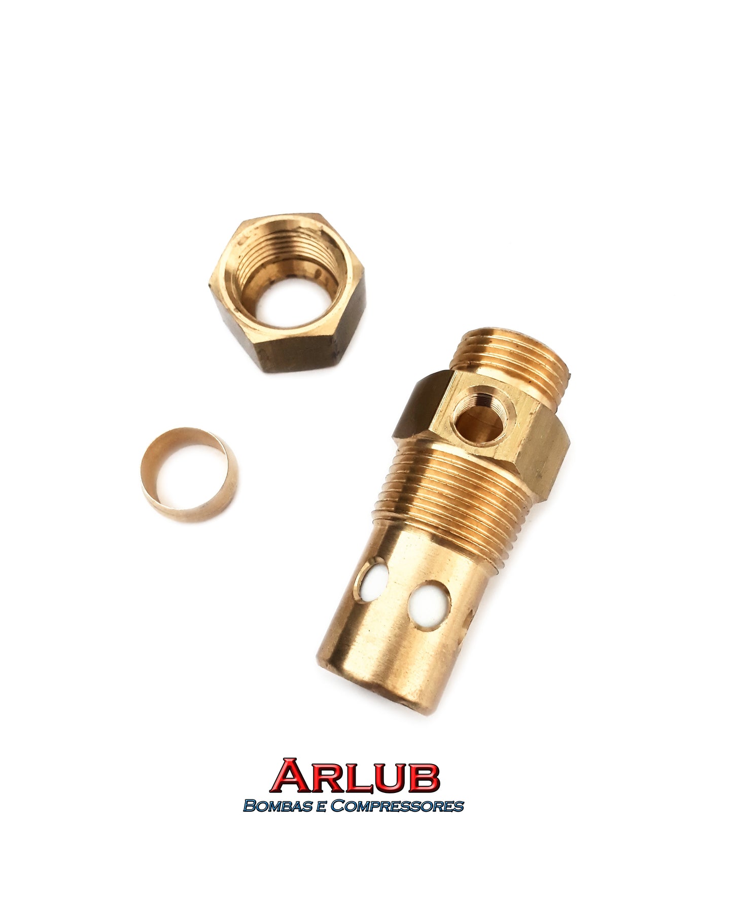 Válvula de retenção rosca 3/4" x tubo 5/8" com furo lateral para compressores de ar (A449)