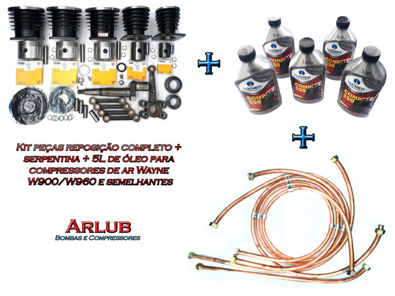 Kit peças reposição compressor Wayne W900 + serpentina + óleo (K005)