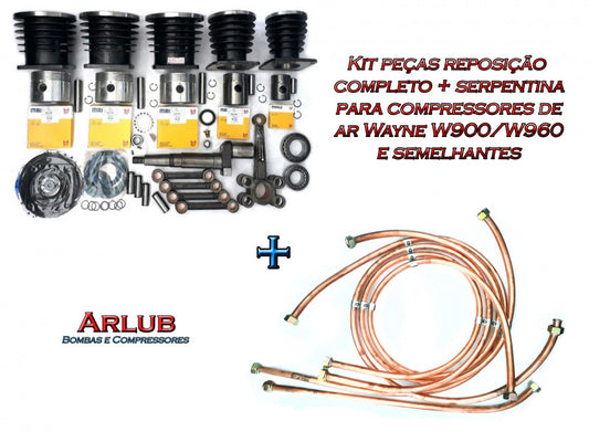 Kit peças reposição para compressores de ar Wayne W900 + serpentina (K006)